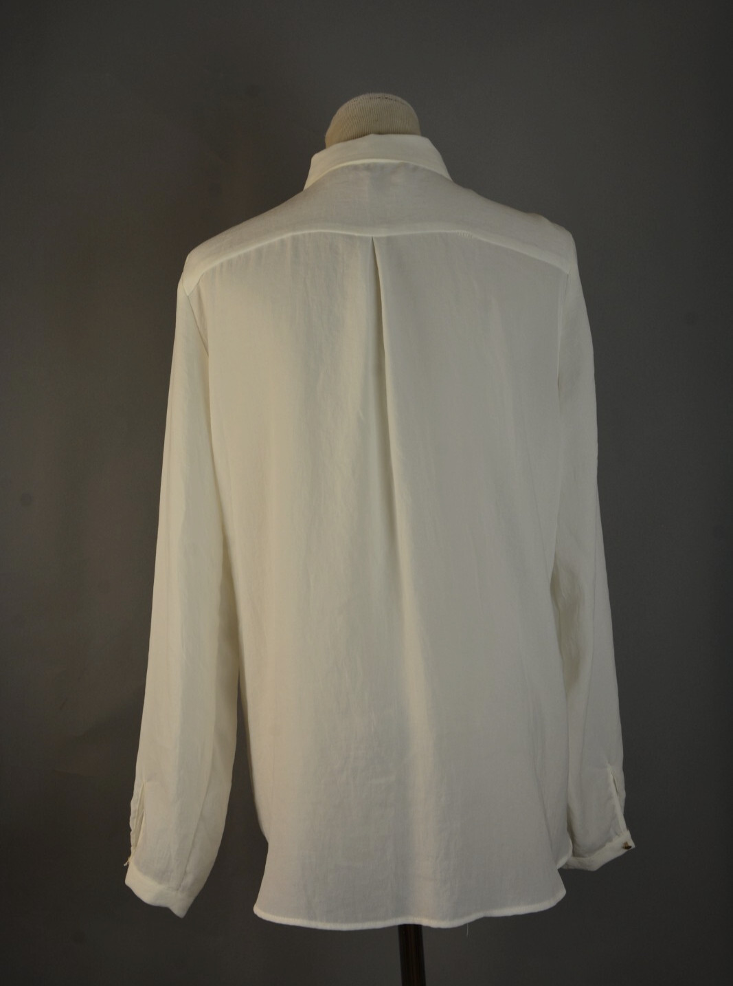 Zara Basic White Pleated Button Up Blouse Size M - image 3