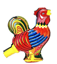 VINTAGE MADE IN JAPAN TIN MULTI RED ROOSTER WHISTLE-MISSING BLOWER