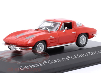 ATLAS DIECAST 1/43 1963 CHEVROLET CHEVY CORVETTE STINGRAY COUPE C2 IN ROT