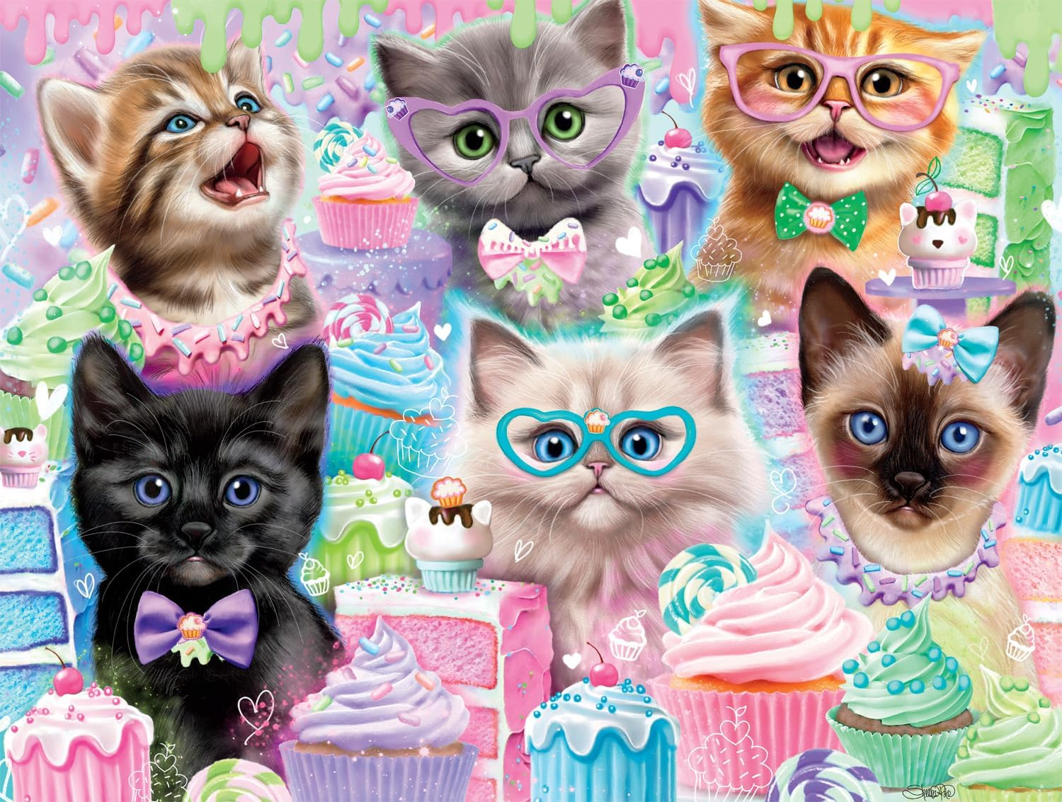 Cupcake Kittens 750 Piece Jigsaw Puzzle for Adults Challenging-image