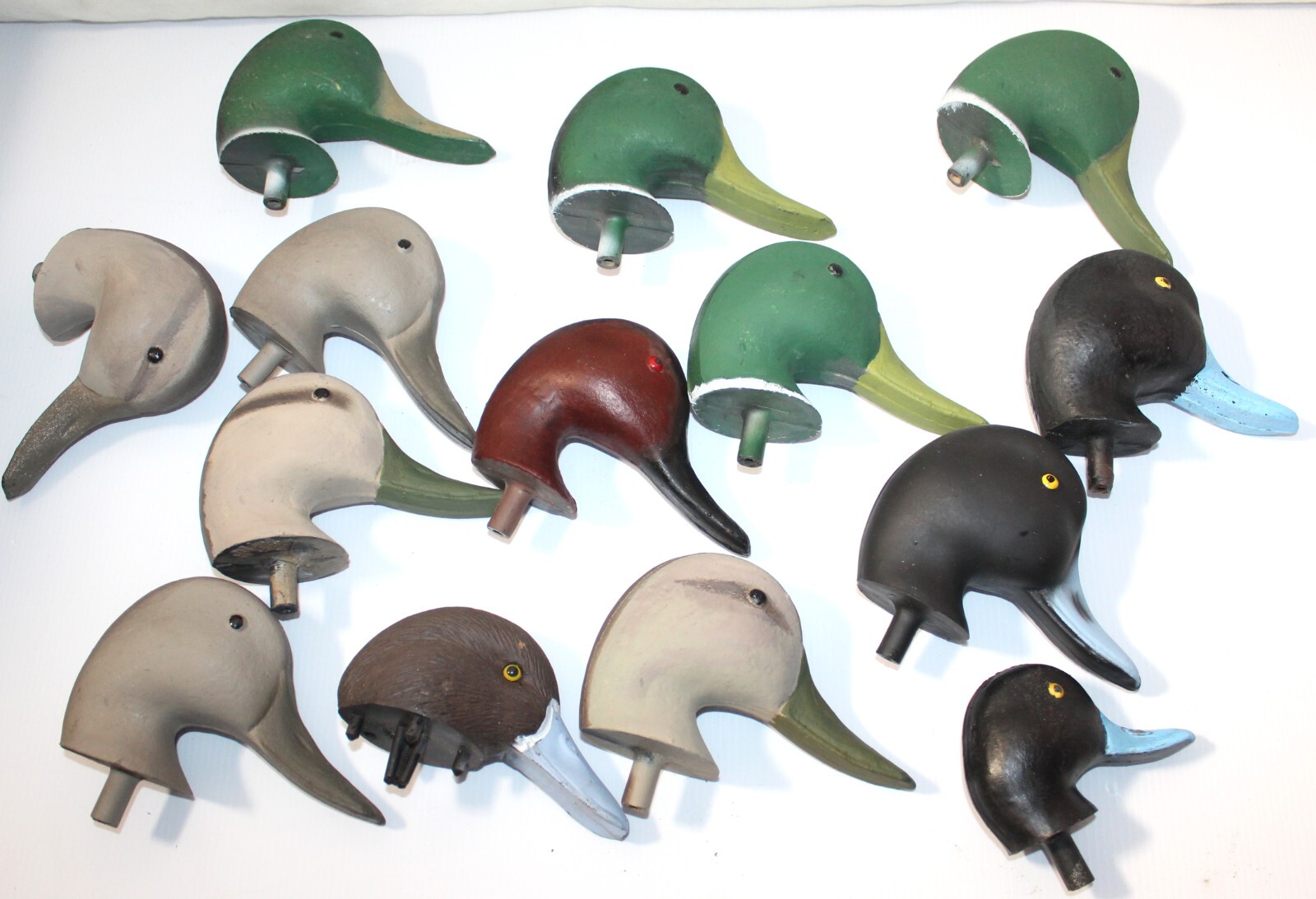 Vtg Asst Lot of Herters Duck Decoy Heads Mallard, Scaup, Canvasback