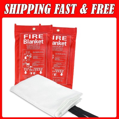Emergency Fire Blanket 2 Pack - 40  x 40  Fireproof Fiberglass Safety Blanket