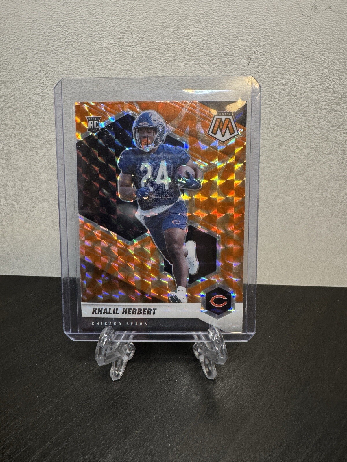 2021 Panini Mosaic Khalil Herbert Orange Reactive Mosaic Prizm RC Bears #380