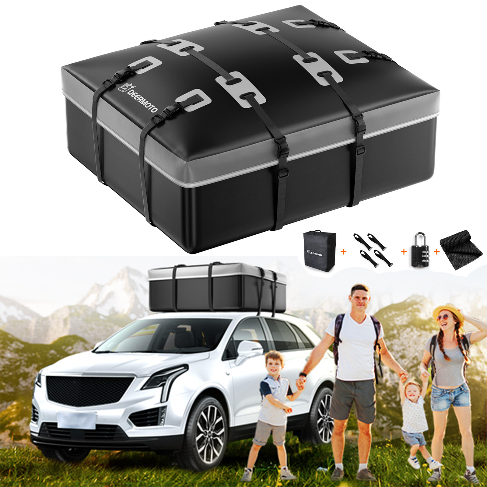 Waterproof Car SUV Roof Top Rack Cargo Bag 15 Cubic Storage Luggage Carrier UK