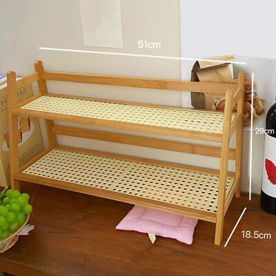 Schreibtisch Organizer Bambus Doppellagig Regal Blumentopf Ständer Büro Küche Regal