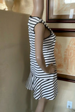 THEORY WOMENS BLACK & WHITE SUMMER FIT & FLARE DRESS SZ 10