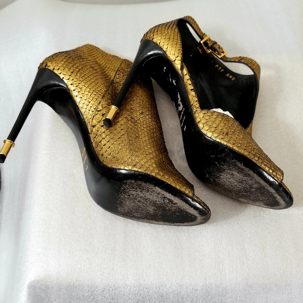 TOM FORD python metallic gold lock sandals - image 10