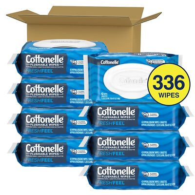 #ad Cottonelle FreshFeel Flushable Wet Wipes for Adults and Kids 8 Flip Top Packs $20.29
