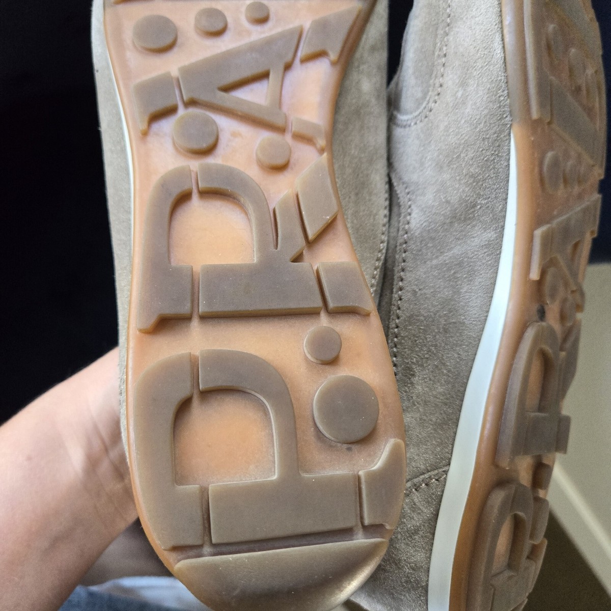 AUTH PRADA Sneakers SHOES 4E2020 Grey BEIGE SUEDE NEW US 12 Mink Downtown suede sneakers | PRADA - United States main image 4
