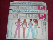 🌸 UNCIRCULATED 1978 McCALL'S #6046-LADIES TOP-SHIRT-PANTS-SHORTS PATTERN 6-14FF
