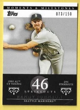 2007 Topps Moments & Milestones 46 K's Randy Johnson Diamondbacks 073/150