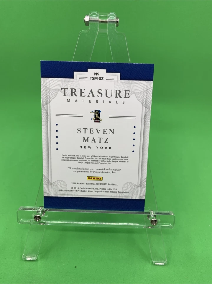 2016 National Treasures Steven Matz Treasure Materials GU JERSEY RELIC /99 - Image 3 of 4