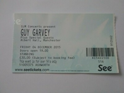 Guy Garvey , Albert Hall Manchester Gig Concert Ticket 2015