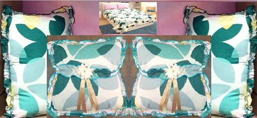 Luxury Sheets Set Queen Size 5pc with Pillow Covers & Cushions Glace Cotton. - Picture 2 of 9