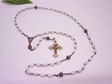 ROSARIO 1910 CIRCA; PERLE DI VETRO: CROCE STILIZZATA: CROCIFISSO; EDIZIONE CELLULOIDE