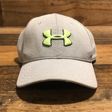 Under Armour Hat Fitted Cap YOUTH Medium Gray Neon Green Lightweight Outdoor