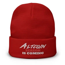 Altcoin Season Is Coming Crypto Bull Run Embroidered Cuff Beanie Cap