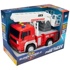 Friction Powered Fire Truck with Lights and Sound, Pull Back Push & Go Rescue