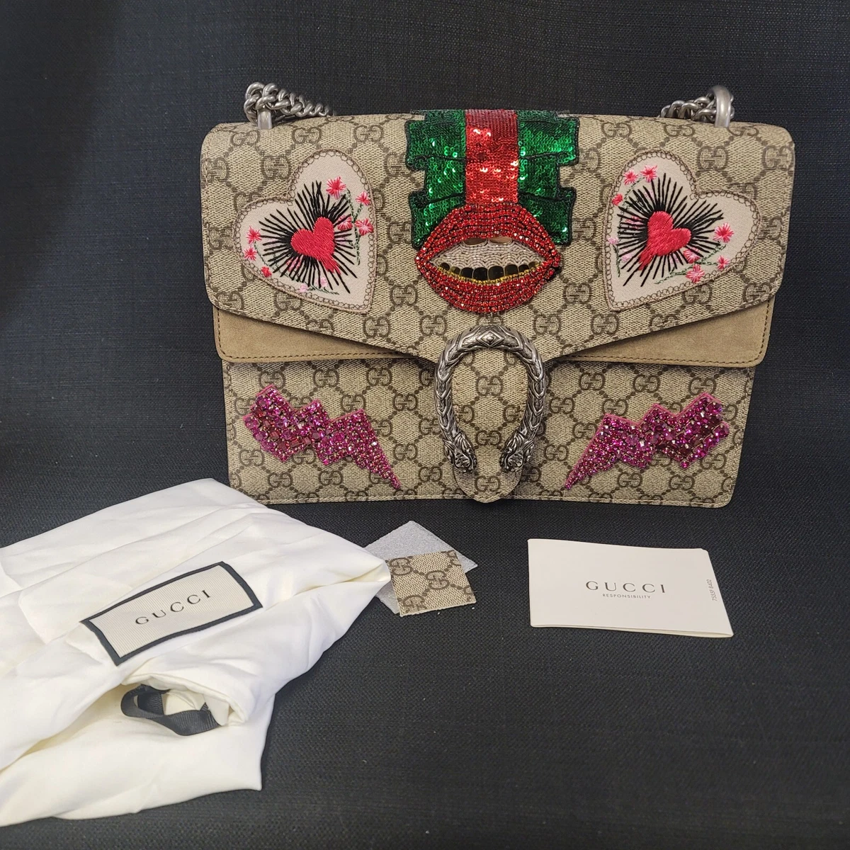 Gucci Dionysus Medium Embellished Bag Lighting And Lips