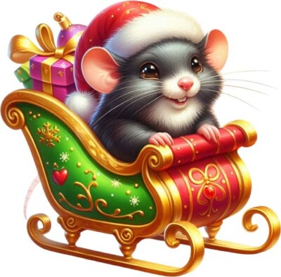 Bunte Weihnachten Ratte Schlitten Wandkunst Schlafzimmer Fenster Dekor Vinyl Aufkleber Abziehbild