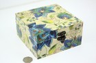 Wood handmade hinged storage/trinket jewellery box Flower leave Moorcroft style