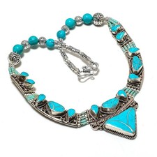 Collana con pietre preziose turchesi antichi gioielli nepalesi fatti a mano t...
