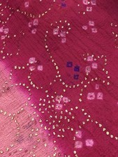 Vtg India Beautiful Pink Dupatta Georgette Silk Embellished Scarf Long Stole