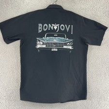 Bon Jovi Work Shirt Mens Large Button Up Mechanic Technician Rock Band Grunge