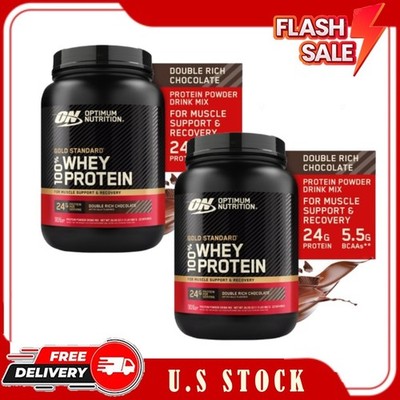 2 Pack Optimum Nutrition Gold Standard Whey Protein Double Rich Chocolate 1.5 lb