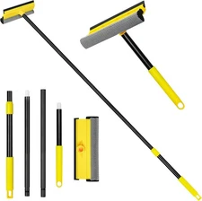 NEWE Window Squeegee with Extension Pole, 54.5 inches Car Windshield Yellow 