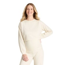 Isabel by Ingrid and Isabel Women's Maternity Cropped Sweatshirt Cream Size S