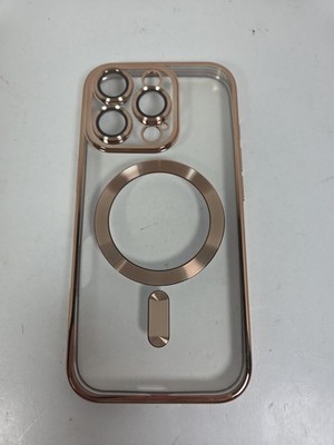 Phone Case For iPhone 16 Pro | Clear With Gold Rim | Magsafe Magnetic Charging