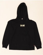 LEVI'S Womens Oversized Hoodie Jumper UK 16 Large Black Cotton AO11