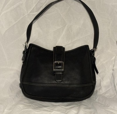 Vintage Coach Black Leather 7583 Purse Soho Hampton with Buckle Closure