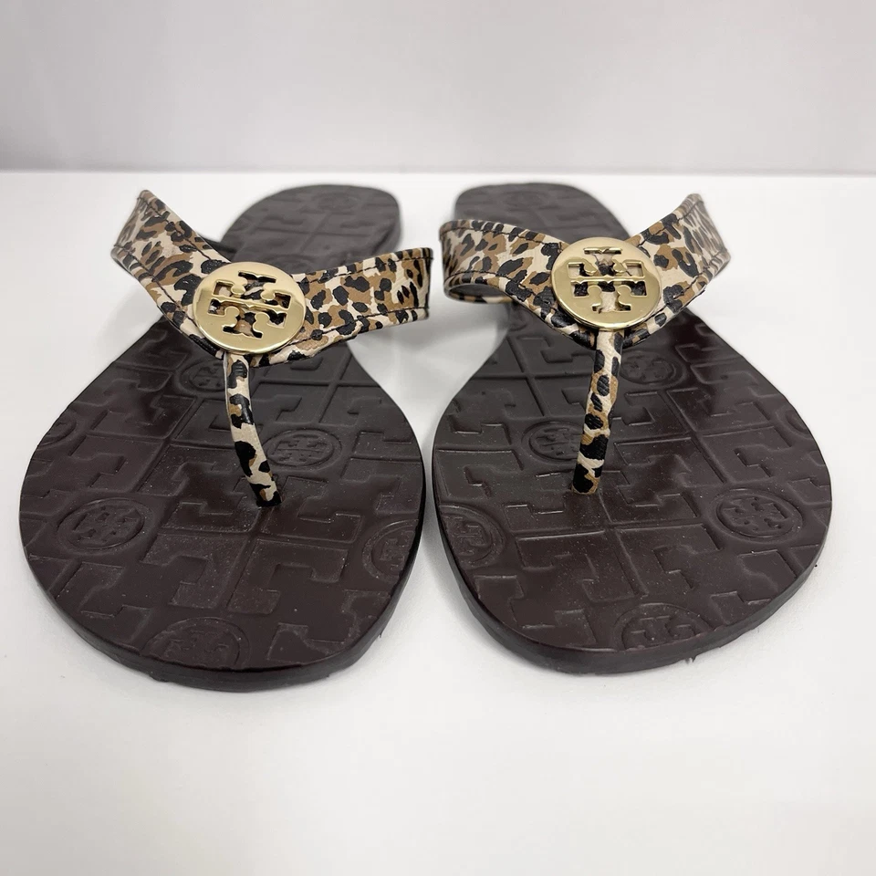 Sandalias planas Tory Burch Thora zapatos estampado animal apenas usadas talla 6 M Foto 4 de 4