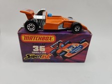 Lesney Matchbox Formula 5000 No 36 Superfast J Box Orange Blue Driver Race Car
