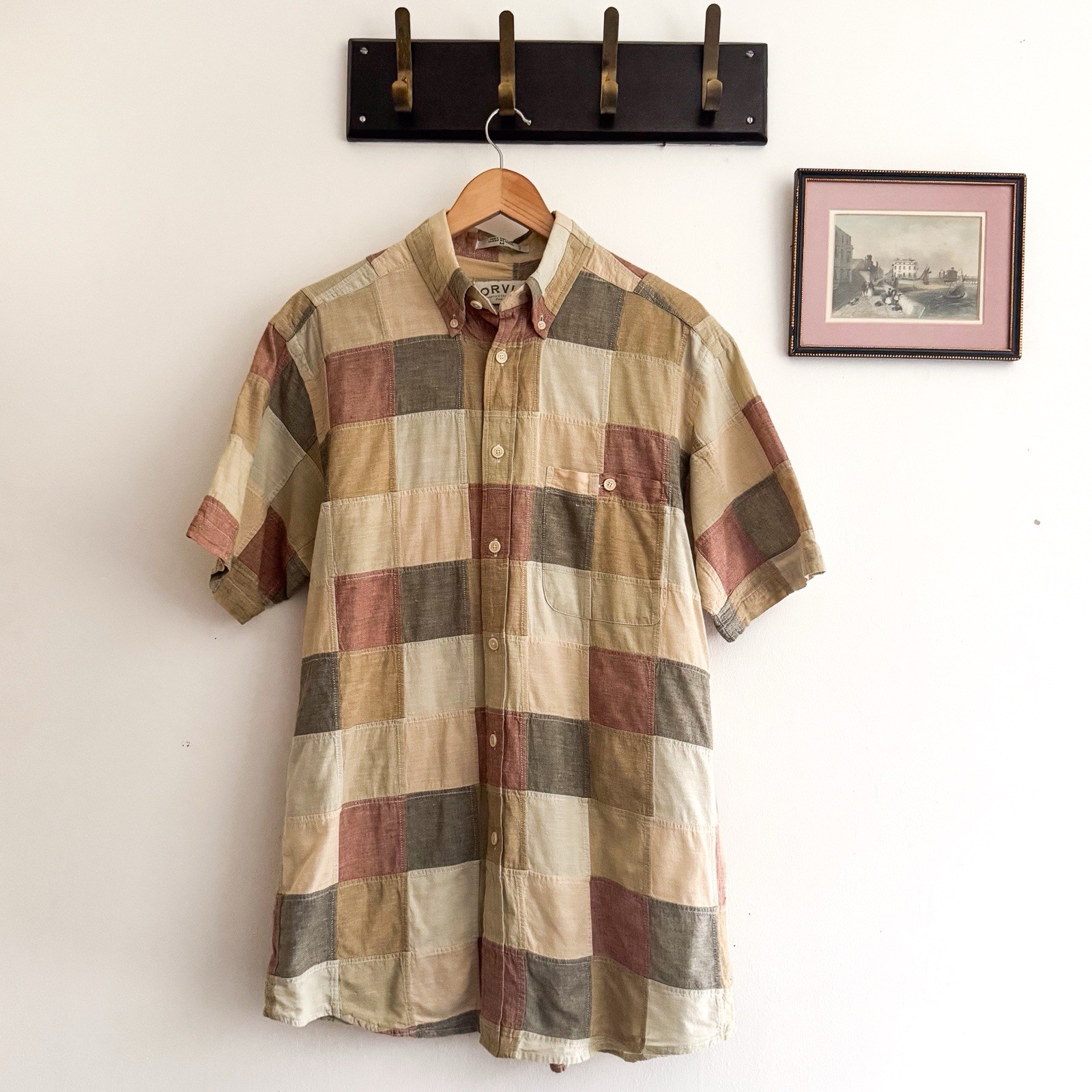 Orvis Button Up Checkered Patchwork Cut & Sew Sho… - image 1