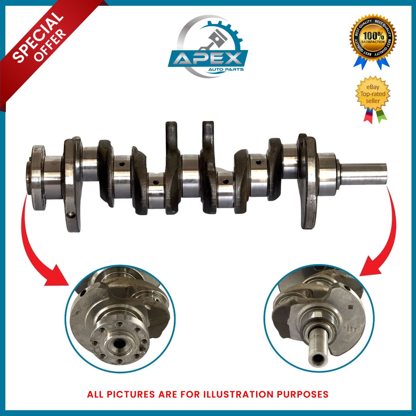 Reconditionné Vilebrequin Pour Ford Kuga 2.0 Moteur Diesel AWD Fwd Ll DM2 (
