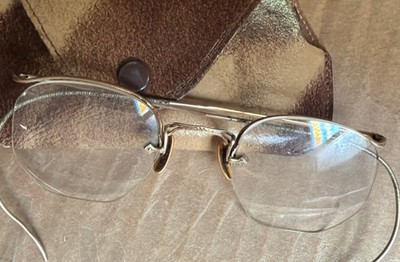 ANTIQUE VINTAGE EYEGLASSES COC 12 KGF Gold filled semi rimless USED