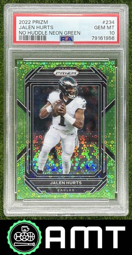 Jalen Hurts PSA 10 2022 Panini Prizm 4/5 No Huddle Neon Green Eagles 1956