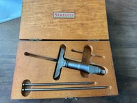 Vintage Starrett No. 440 0-3" Depth Micrometer Machinist Gage W/ Wood Box USA