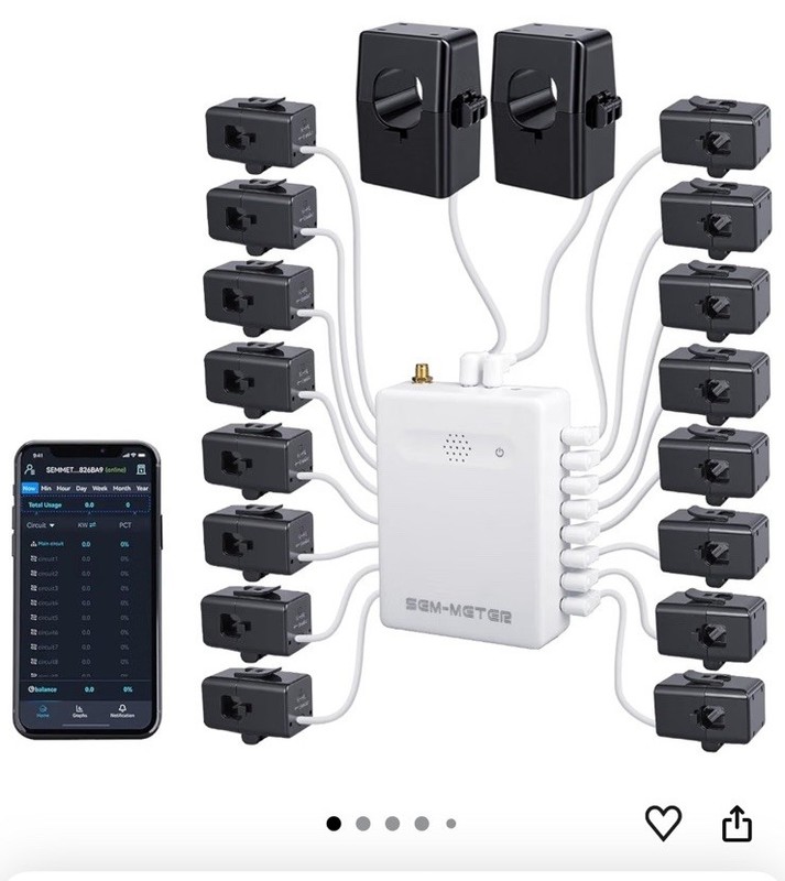 Smart Home Energy Monitor with 16 50A Circuit Level Sensors, Real-Time Power ...