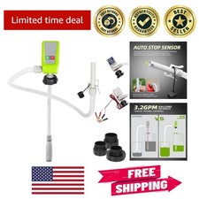 Efficient 3.2 GPM Auto-Stop Fuel Transfer Pump - Portable Design Versatile Use