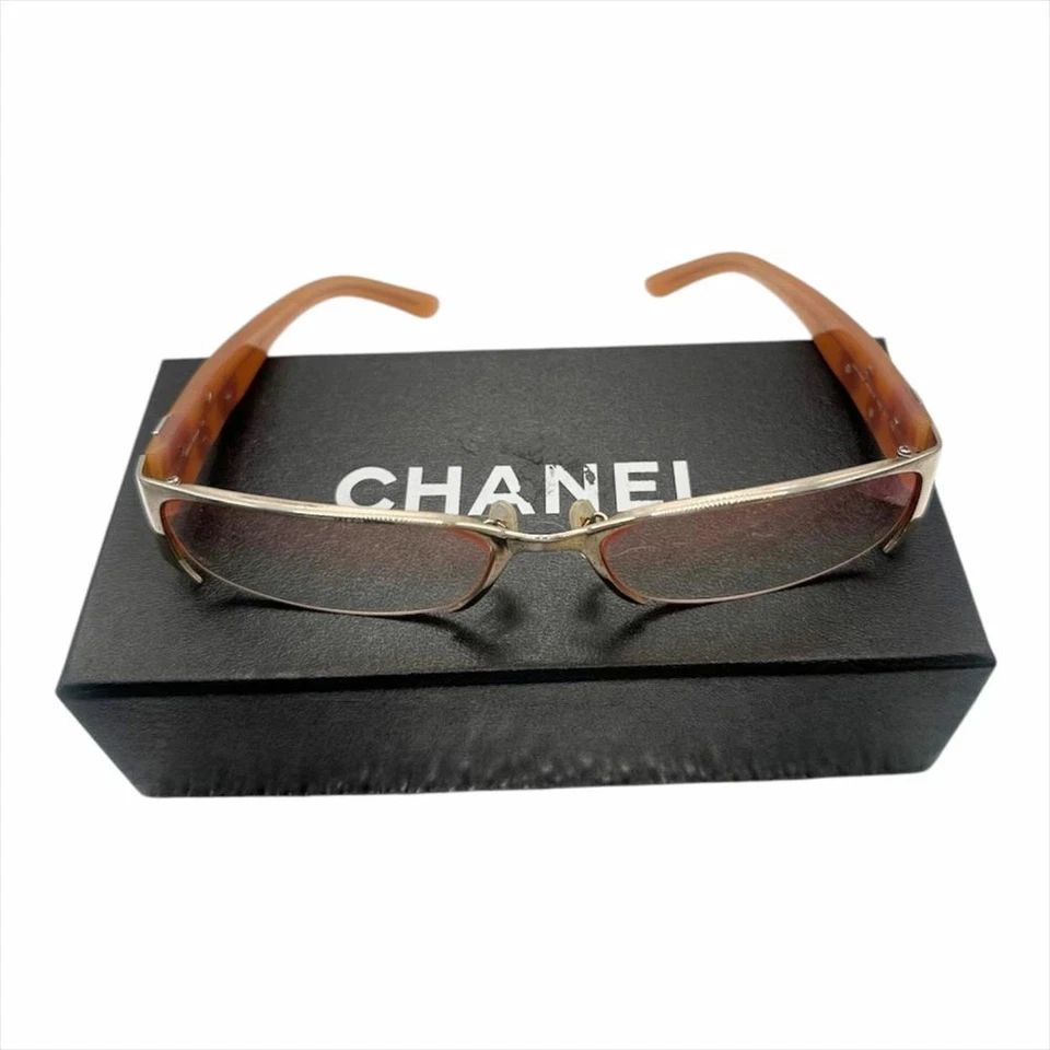 香奈儿太阳镜方形玫瑰图案粉色镜片银色棕色镜框正品意大利 — 第 4/4 张图片