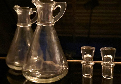 PAIR of ANTIQUE GLASS MEDICINAL/BEAKER W/ORIGINAL GLASS CORKS/TOP