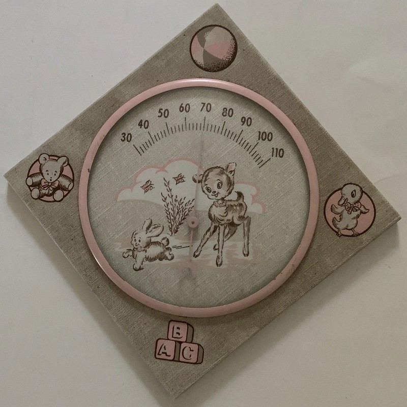 Vintage Baby Temp Wall Thermometer Rodan Creations 1969 Pink Nursery Baby Shower