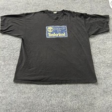 Timberland T-Shirt Mens Size XXL Black Graphic Box Logo Made in USA Cotton Tee