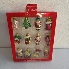 Macy's Holiday Lane Glass Christmas Ornament Set of 12