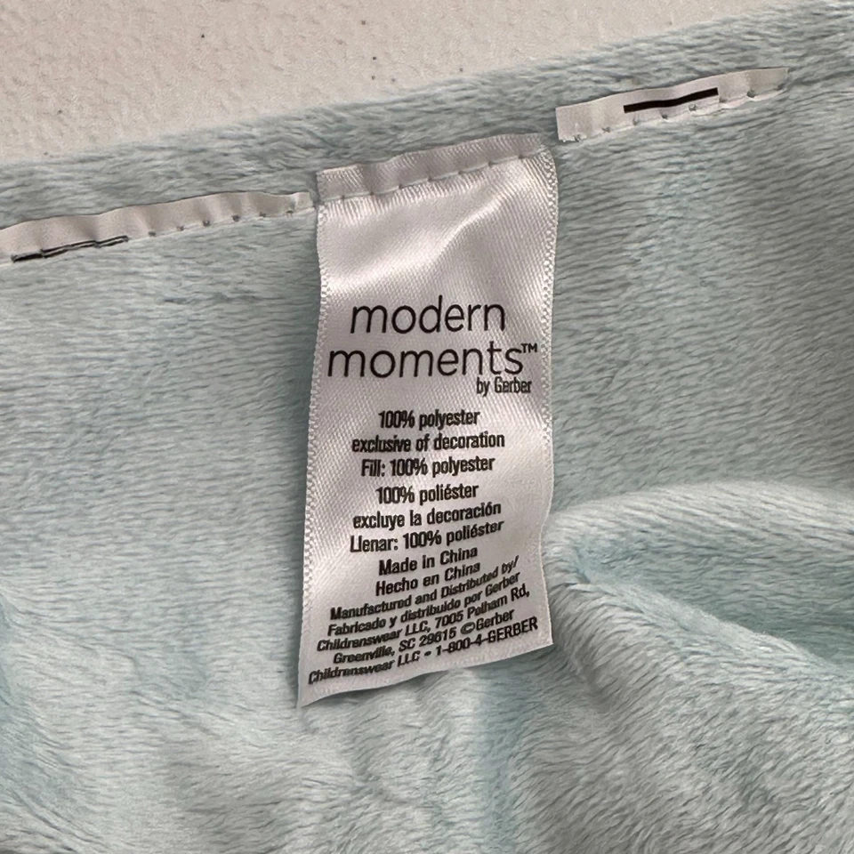 Gerber Modern Moments Baby Lovey Manta de Seguridad Felpa Diseño Mapache 14" Azul Foto 3 de 4