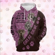 Great Dane A Girl And Her Dog 3D HOODIE Halloween Gift Best Price Us Size